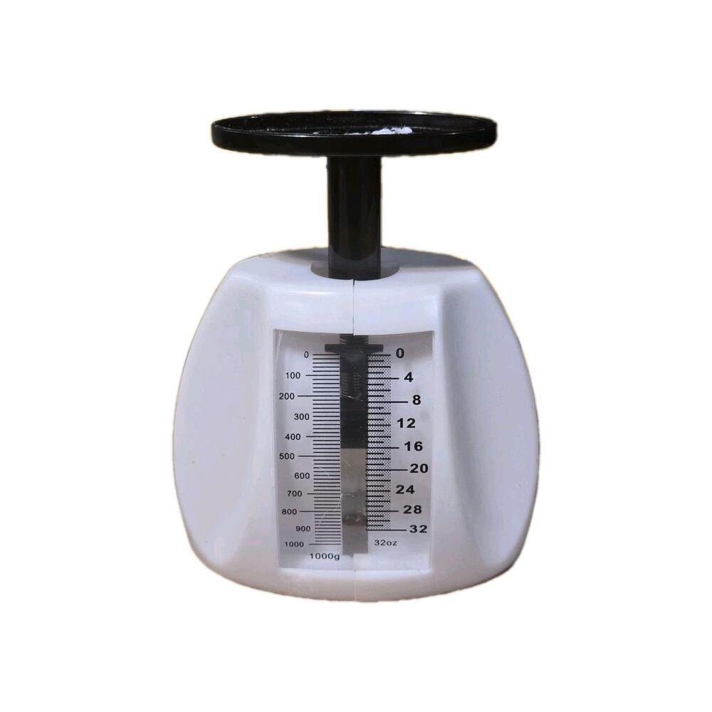 Compact Kitchen Diet Food Scale White Plastic With Black Platform - Manual Tare